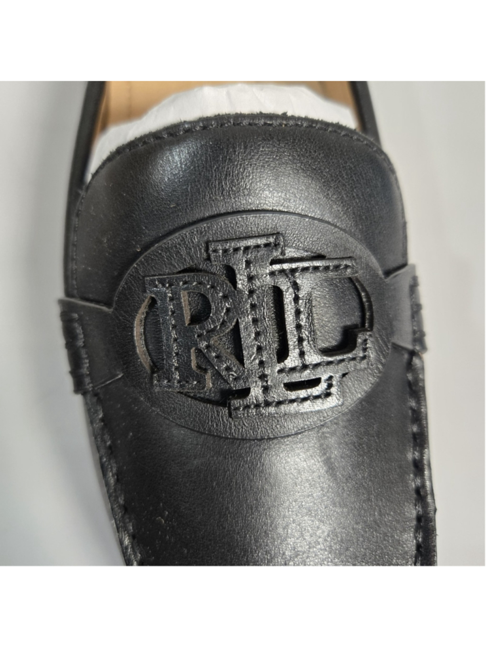 Lauren Ralph Lauren Brynn Loafer 7.5 Black Leather Comfort Flat NWOB Work Travel - Picture 3 of 11
